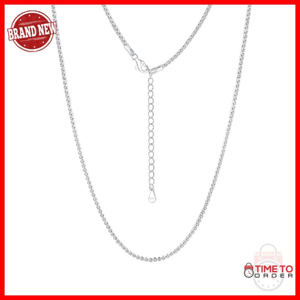 Sterling Silver Box Chain Necklace 16-24 Inches with Extender Hypoallergenic